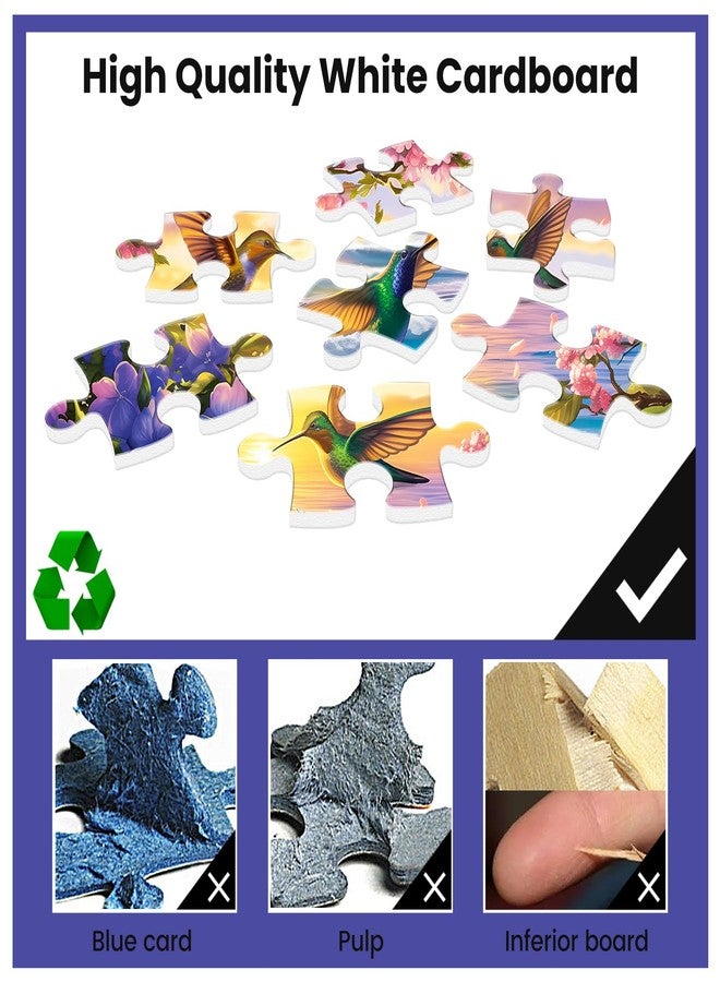 WSCXSC 300 Pieces Puzzles for Adult Jigsaw Puzzle 300 Piece Children Elderly Puzzle Hummingbird Beach Flower Puzzle Gift for Mom Dad Family Friend Family Activity Games Home Decor Wall Art 20.5x15IN - Image 3